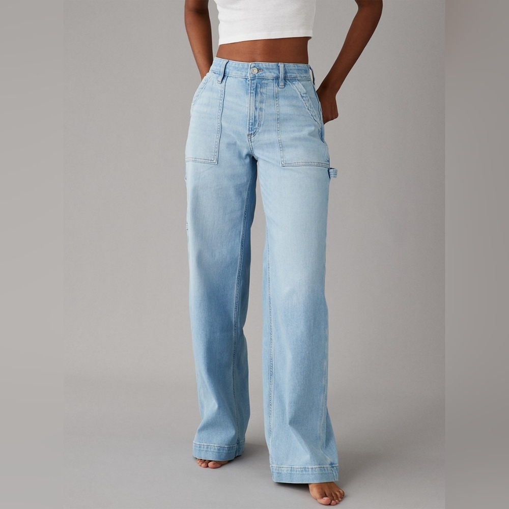 AE Dreamy Drape Stretch Super High-Waisted Baggy Wide-Leg Jean
